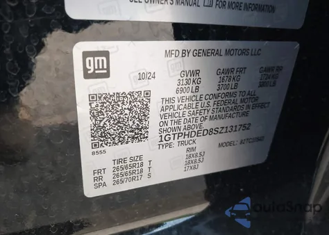 2025 GMC Sierra 1500 2Wd Short Box Slt from USA, damaged, VIN 1GTPHDED8SZ131752